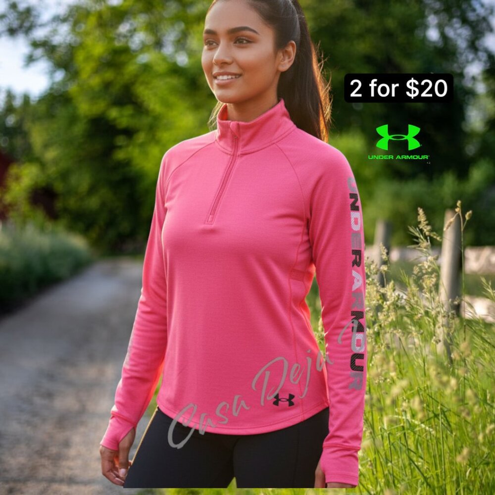Under Armour Heatgear Hot Pink Long Sleeve Athletic Performance Top